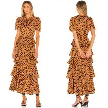 RHODE Serena Leopard Animal Print Maxi Tiered Dres