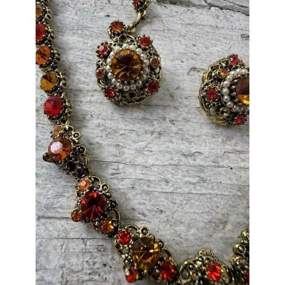 Vintage Dazzling Autumn Tone Rhinestone Necklace … - image 3