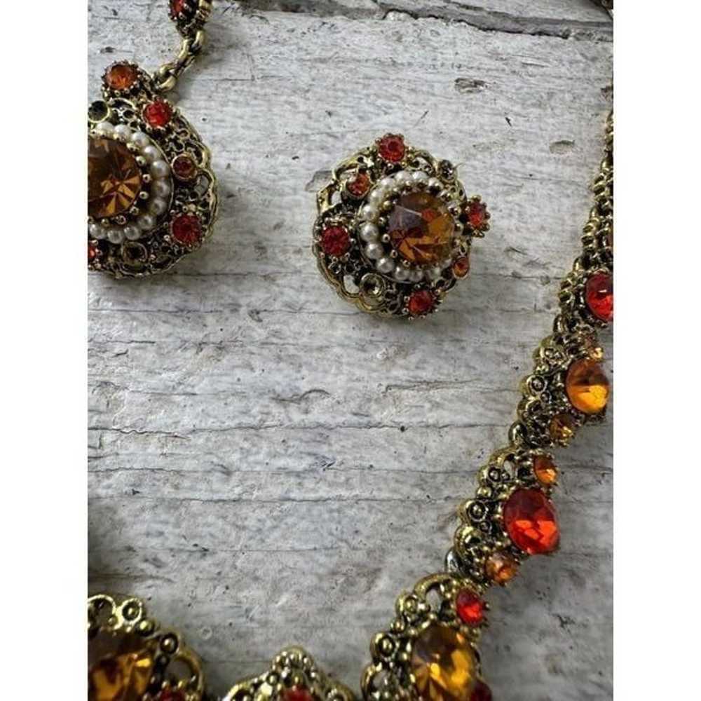 Vintage Dazzling Autumn Tone Rhinestone Necklace … - image 4