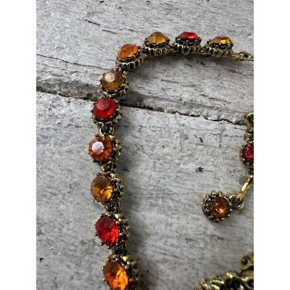 Vintage Dazzling Autumn Tone Rhinestone Necklace … - image 5