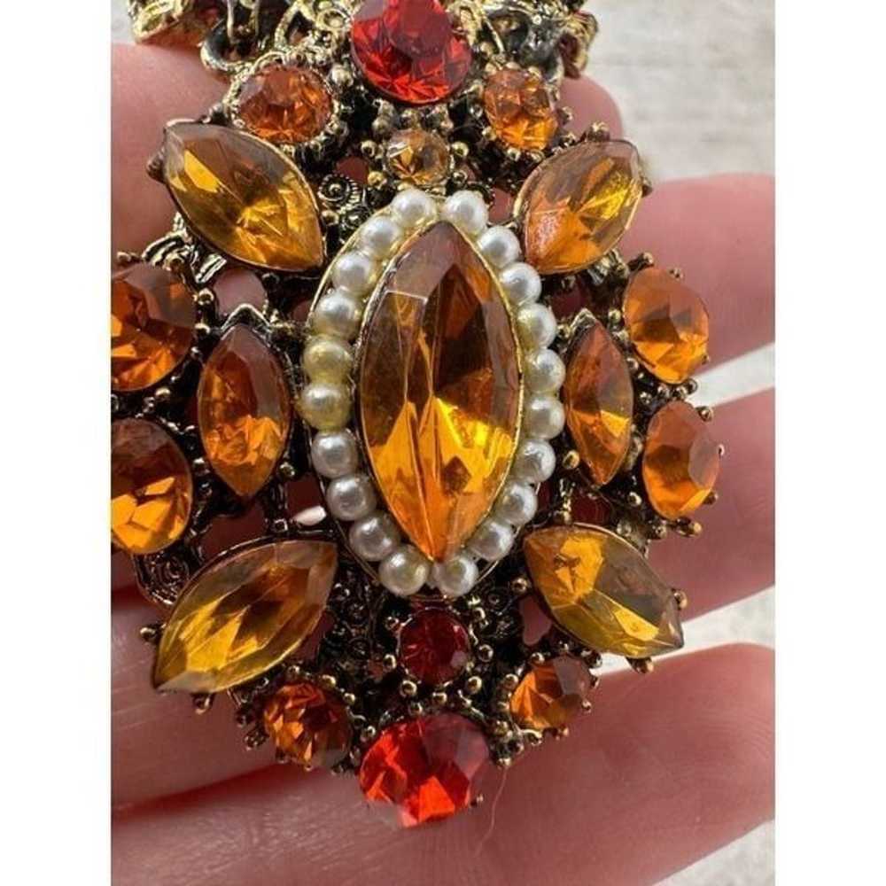 Vintage Dazzling Autumn Tone Rhinestone Necklace … - image 6