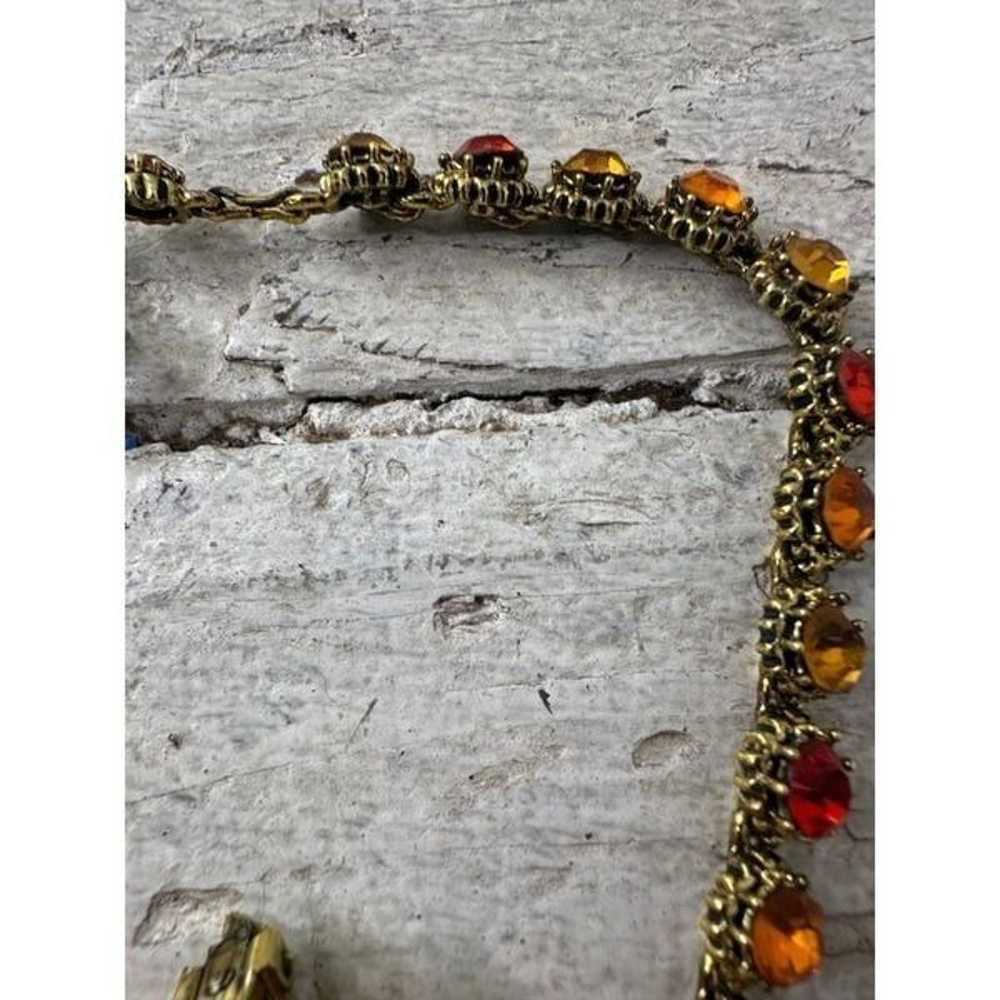 Vintage Dazzling Autumn Tone Rhinestone Necklace … - image 8