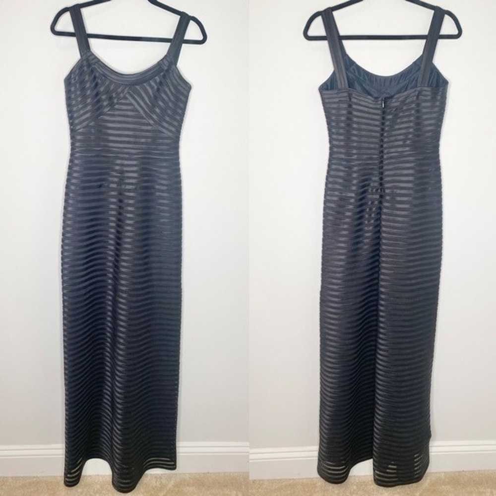 BCBGMaxAzria Black Satin Paneled Stripe Gown - image 3