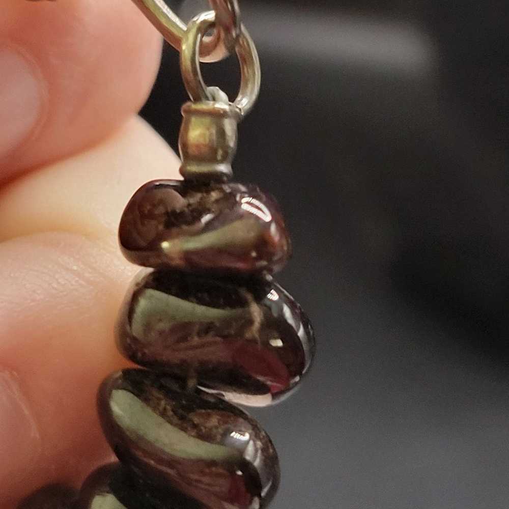 Vintage Sterling silver brown stone heavy necklace - image 11