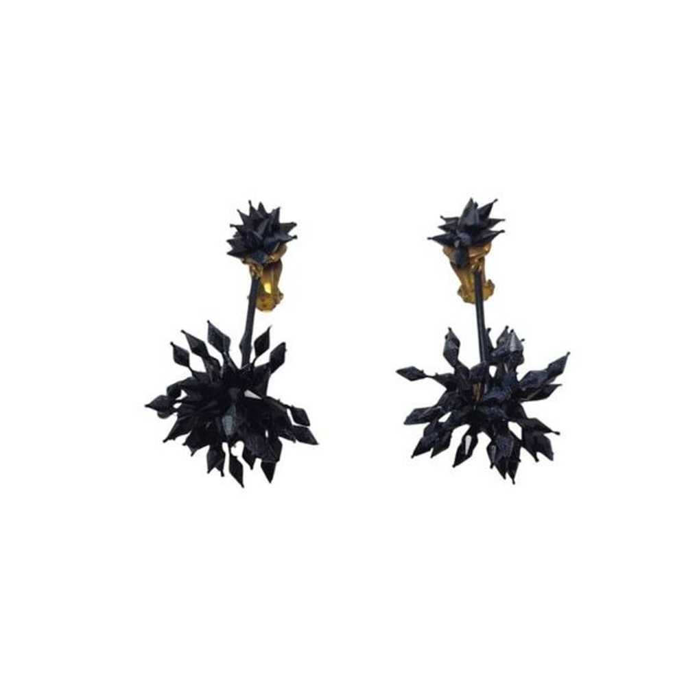 Vintage Black Spiky Cluster Clip-On Earrings | 2.… - image 4