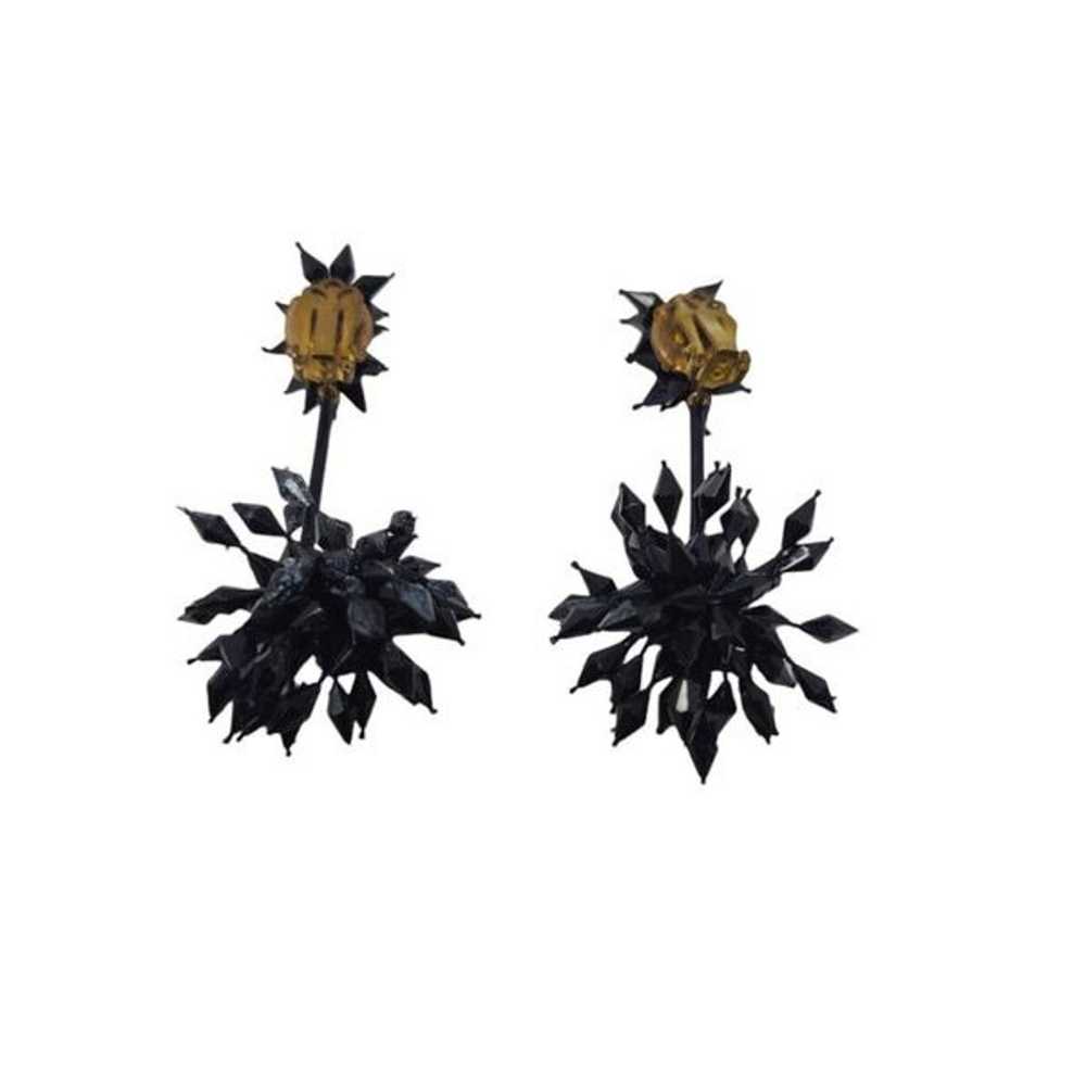 Vintage Black Spiky Cluster Clip-On Earrings | 2.… - image 5