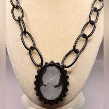 Vintage Dominique Cohen black chain with glass ab… - image 1