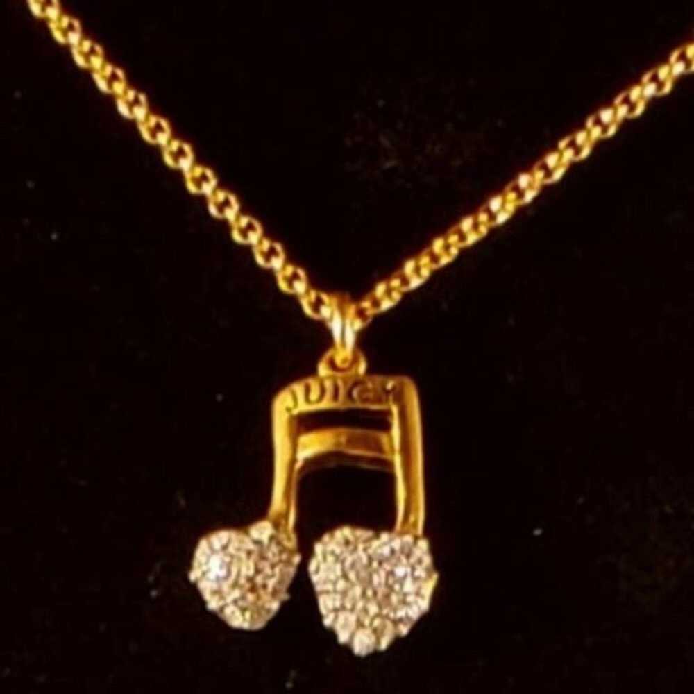 Vintage Y2K Juicy Couture 18K GP Musical Note Nec… - image 1