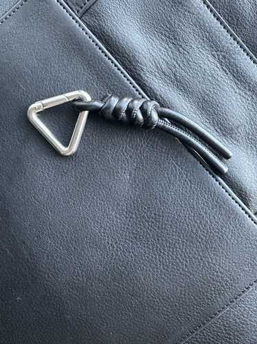 Bottega Veneta Triangle Keychain in Black Napa Lam