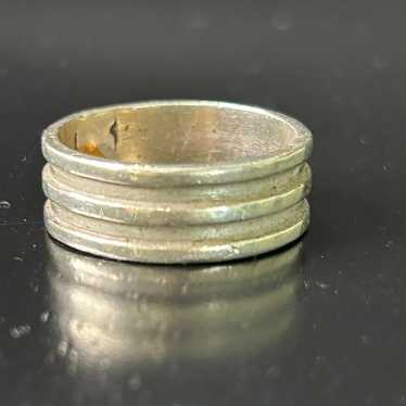 Vintage Silver Ring Size 12 Lined Edge 925 Mexico 