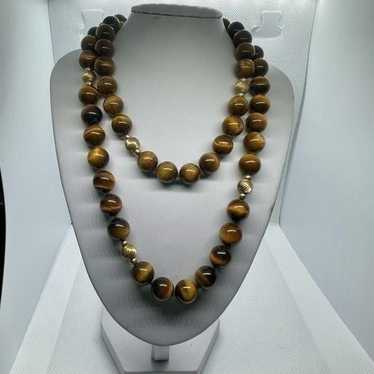 Vintage Tiger Eye Single 30” Strand Beaded Natural