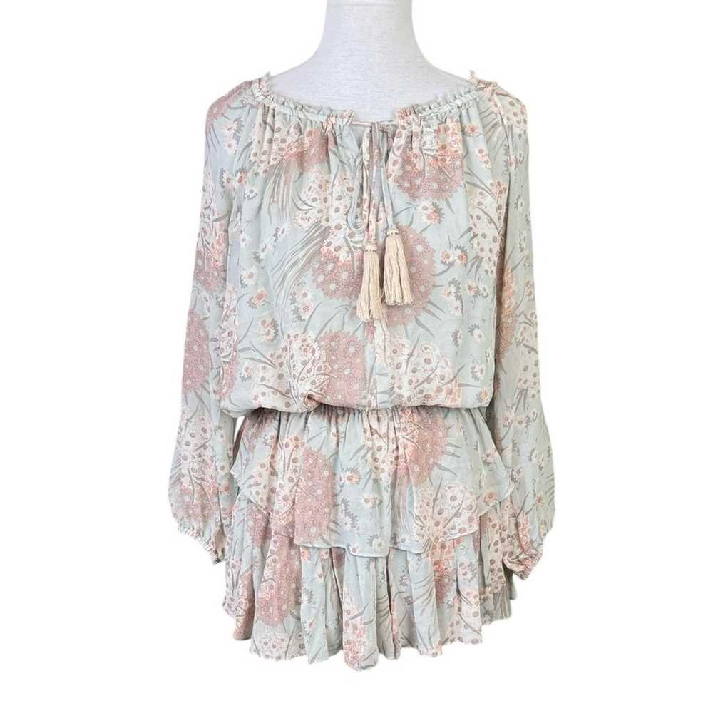 Love Shack Fancy 100% Silk Pastel Floral Popover … - image 2