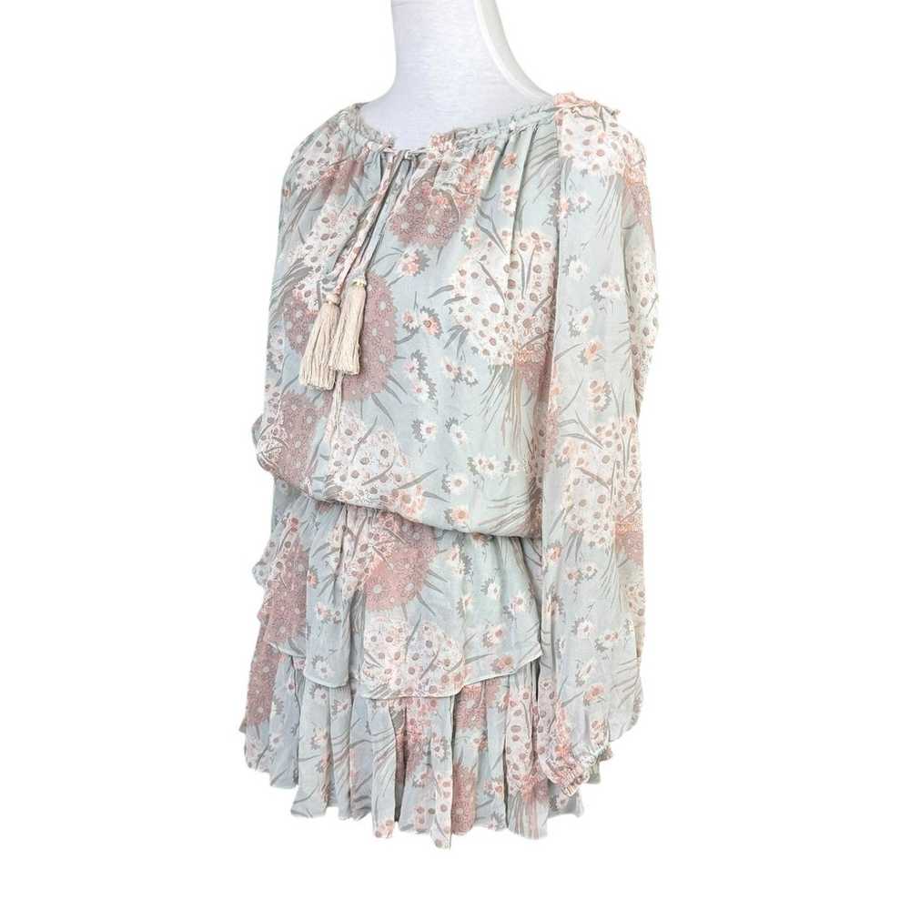 Love Shack Fancy 100% Silk Pastel Floral Popover … - image 4