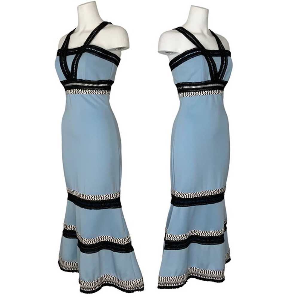 Iorane Trumpet Dress 40 M Blue Sleeveless Midi Se… - image 2