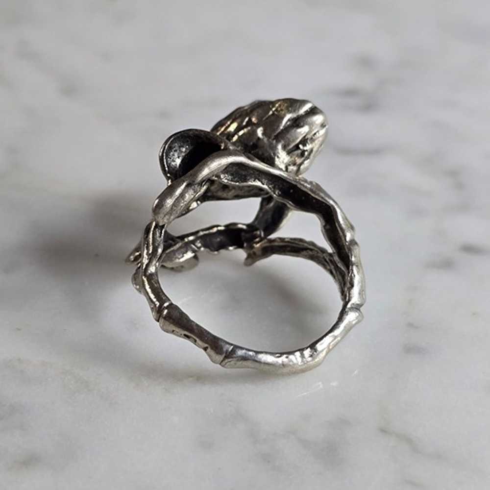 Womens Vintage Estate Sterling Silver Floral Ring… - image 3