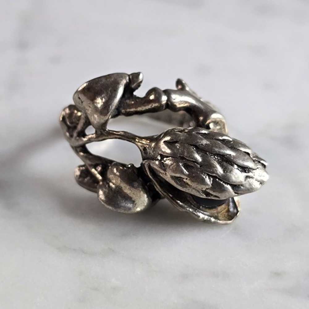 Womens Vintage Estate Sterling Silver Floral Ring… - image 4