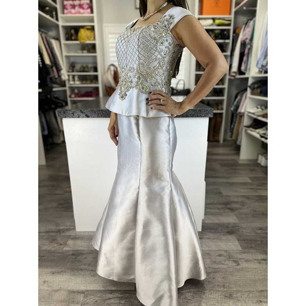 Jovani Silver Taffeta Jeweled Formal Gown $495 - image 4