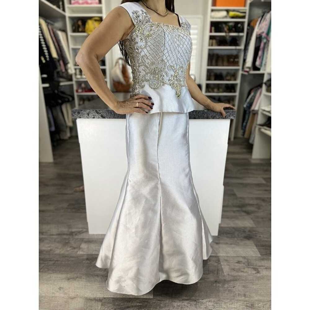 Jovani Silver Taffeta Jeweled Formal Gown $495 - image 5