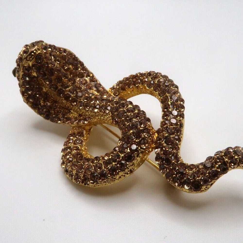 Vintage Large Rhinestone COBRA Snake Brooch Pin 7… - image 10