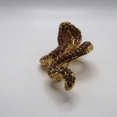 Vintage Large Rhinestone COBRA Snake Brooch Pin 7… - image 1