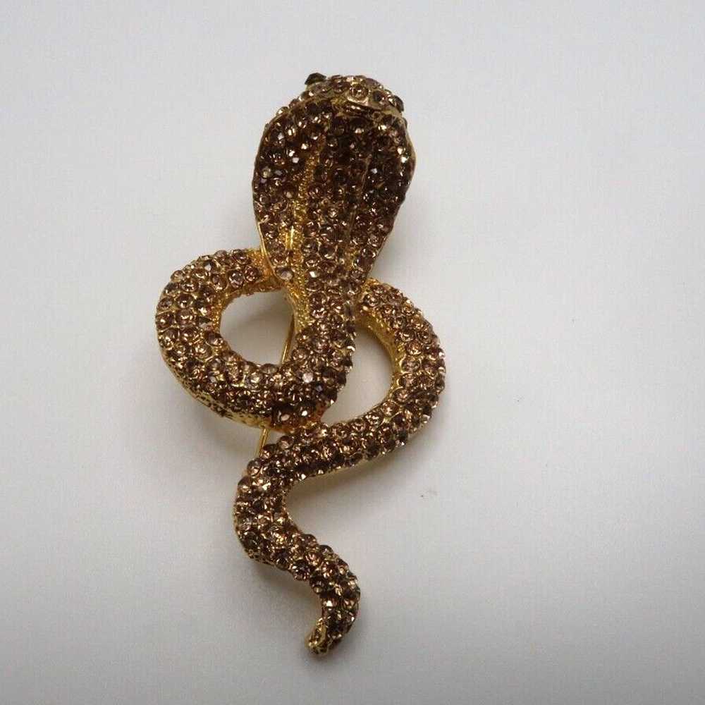 Vintage Large Rhinestone COBRA Snake Brooch Pin 7… - image 2