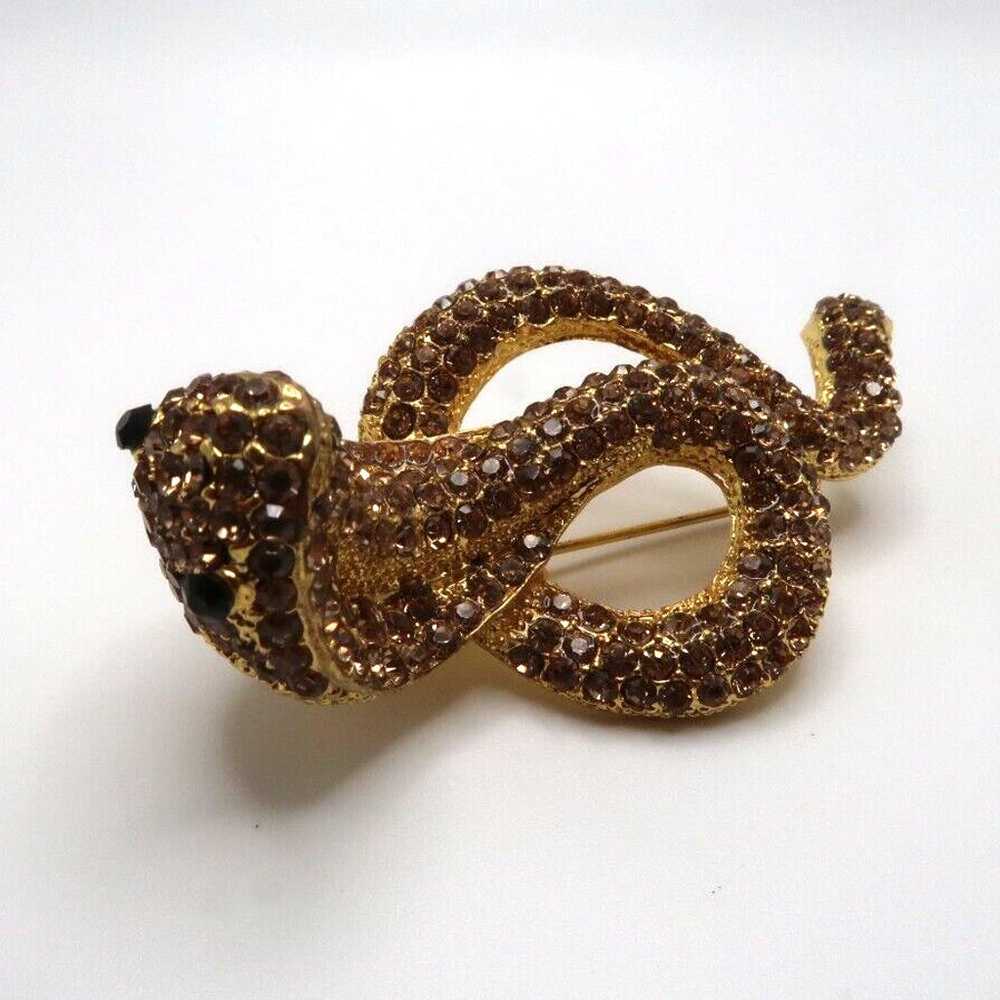 Vintage Large Rhinestone COBRA Snake Brooch Pin 7… - image 5