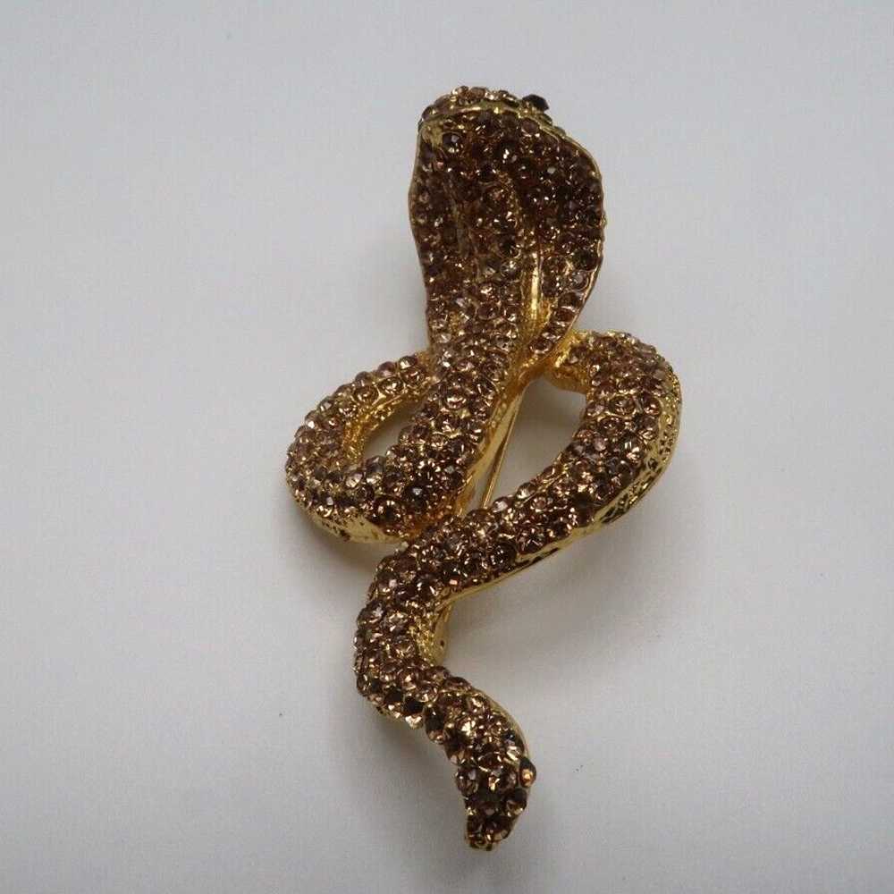 Vintage Large Rhinestone COBRA Snake Brooch Pin 7… - image 8