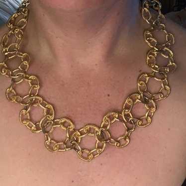 Large Chunky Gold Tone Statement Necklace