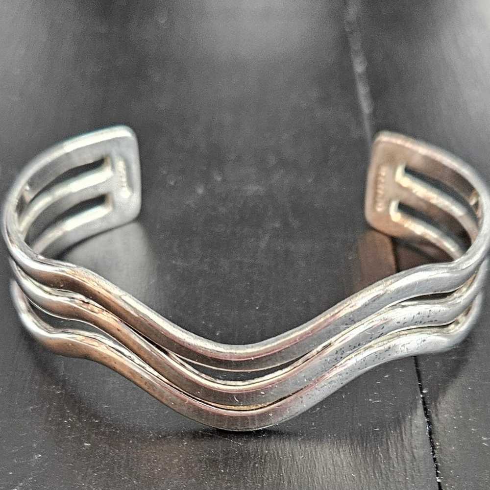 Vintage Sterling Silver Mexican Cuff Bracelet - image 1