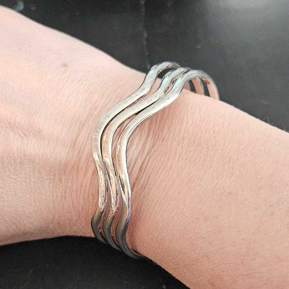 Vintage Sterling Silver Mexican Cuff Bracelet - image 2