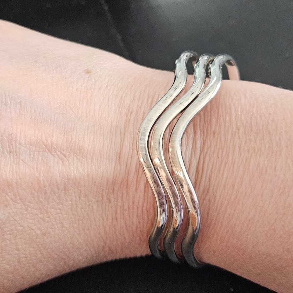 Vintage Sterling Silver Mexican Cuff Bracelet - image 3