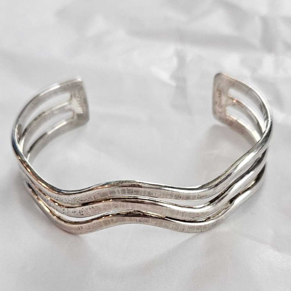 Vintage Sterling Silver Mexican Cuff Bracelet - image 8