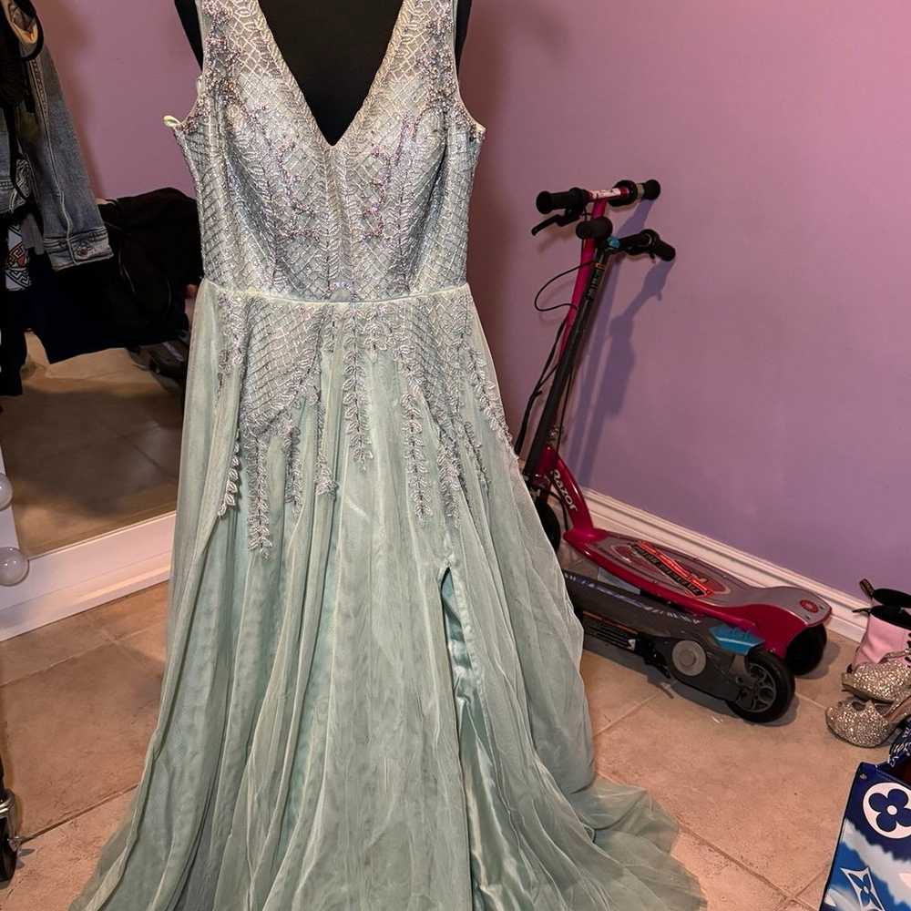 Macy’s sage green prom dress - image 1