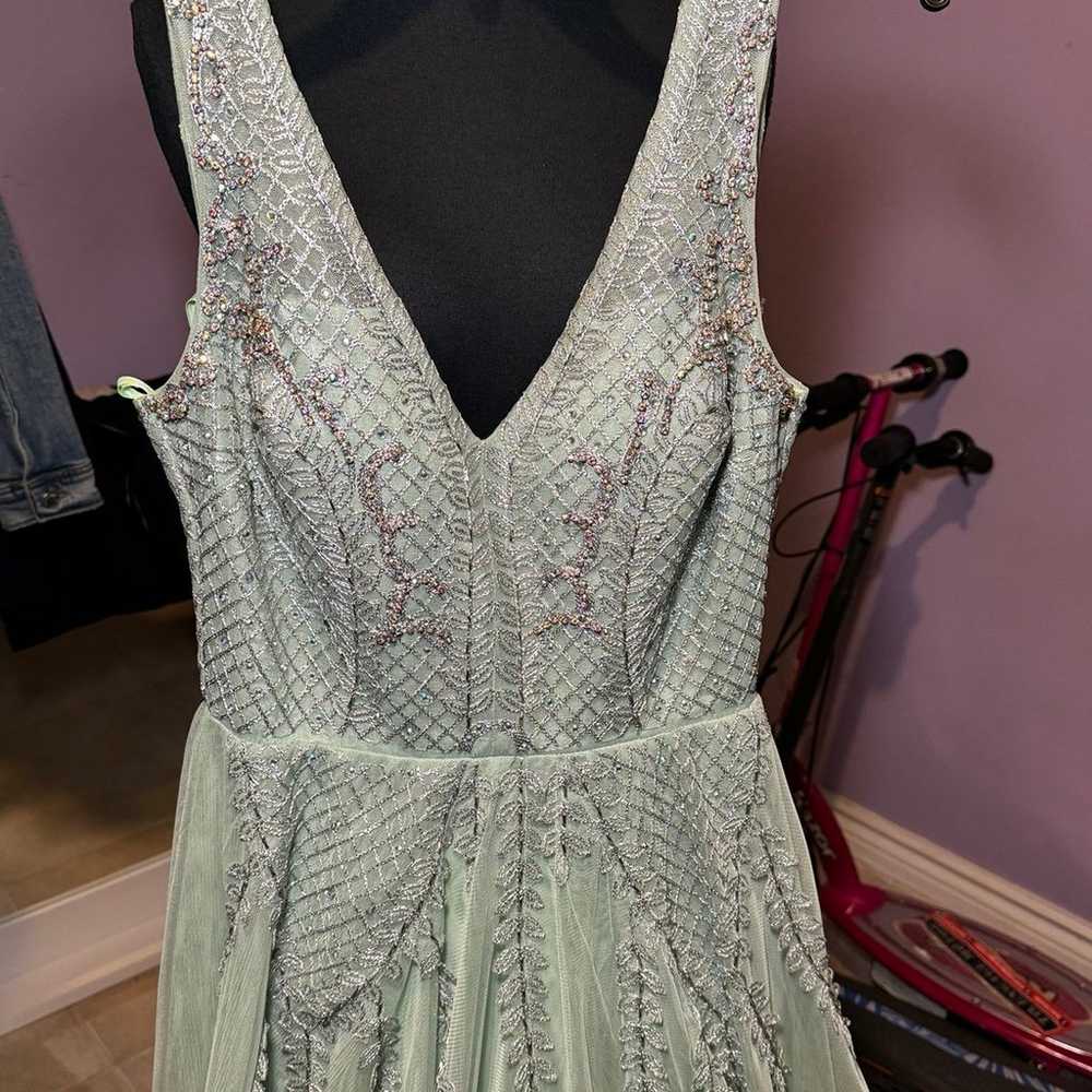 Macy’s sage green prom dress - image 2