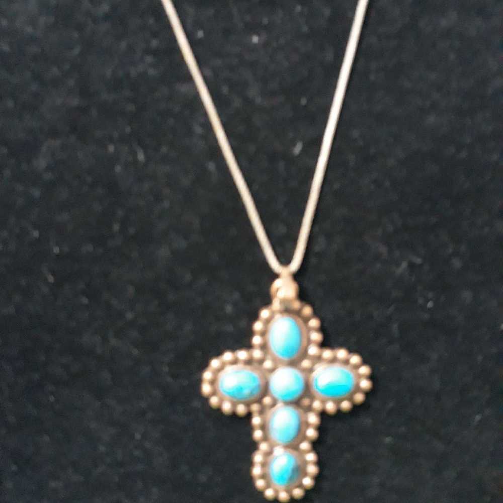 Vintage turquoise copper sterling silver - image 1