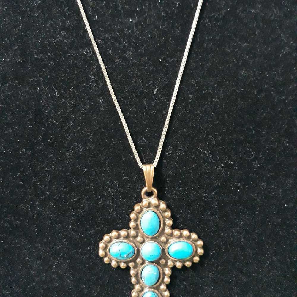 Vintage turquoise copper sterling silver - image 2