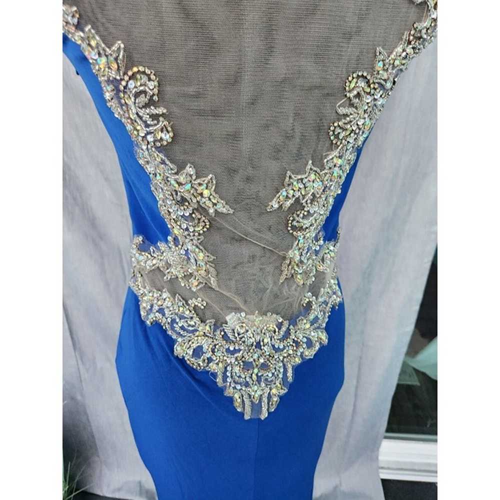 Cinderella Mermaid Evening Dress Blue Silver Bead… - image 10