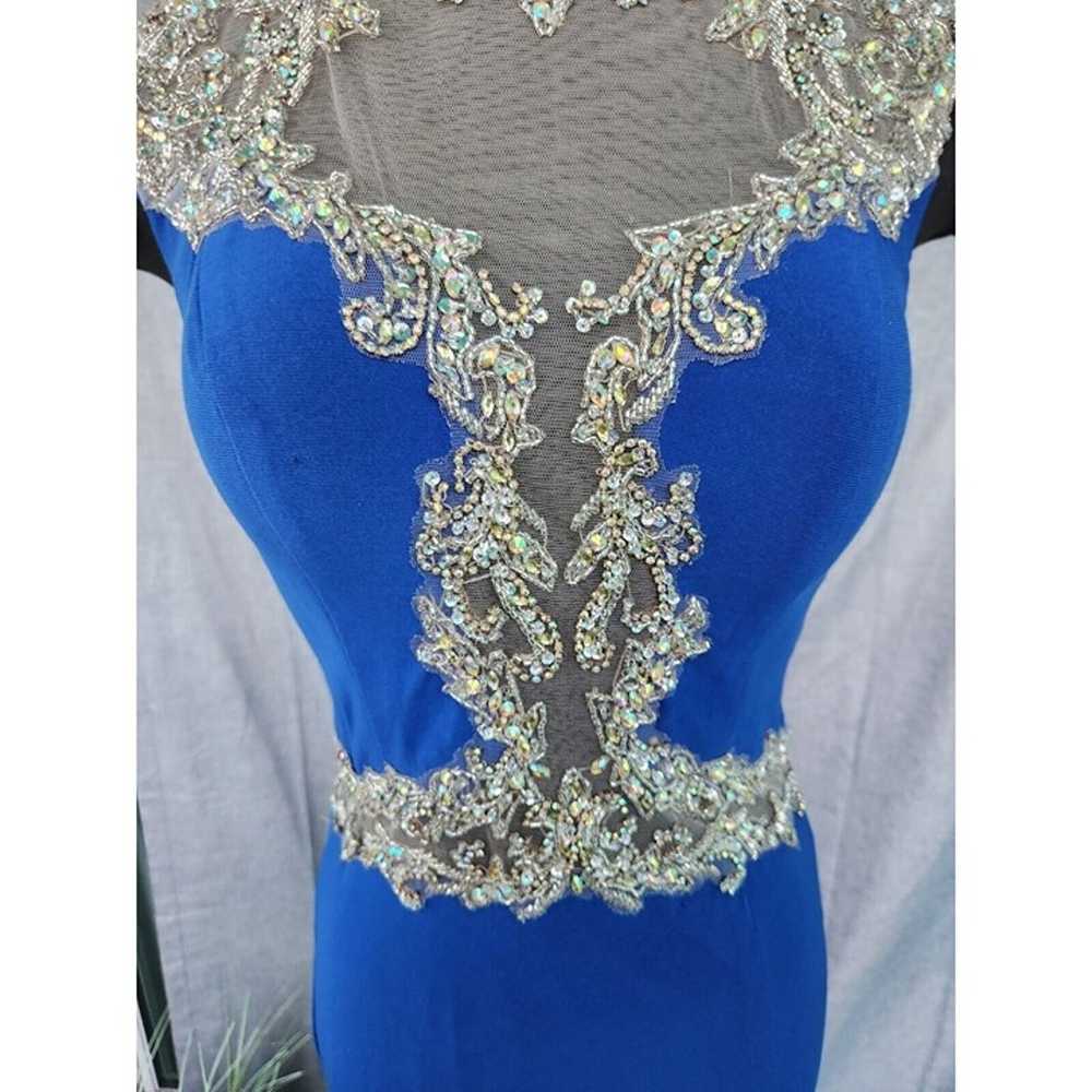 Cinderella Mermaid Evening Dress Blue Silver Bead… - image 5