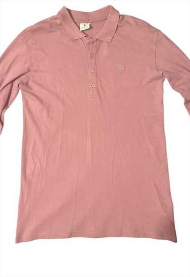 Mens father sons salmon pink long sleeve polo shir