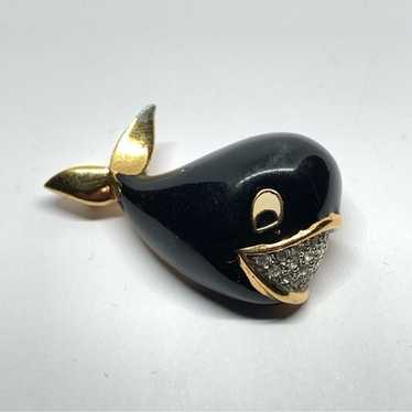 希少！　JOMAZ ©️　ブローチ　Vintage Vintage Jomaz Domed Rhinestone Brooch With Oval Lapis