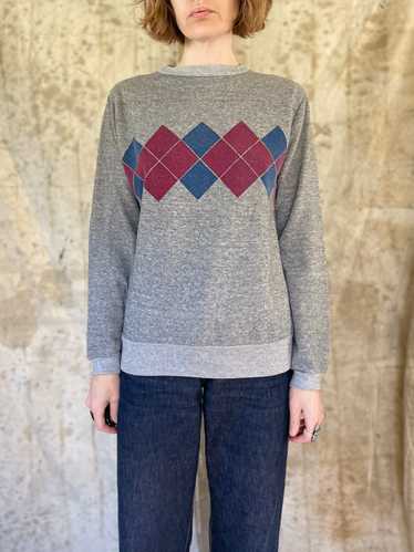 80s Argyle Pattern Sweatshirt