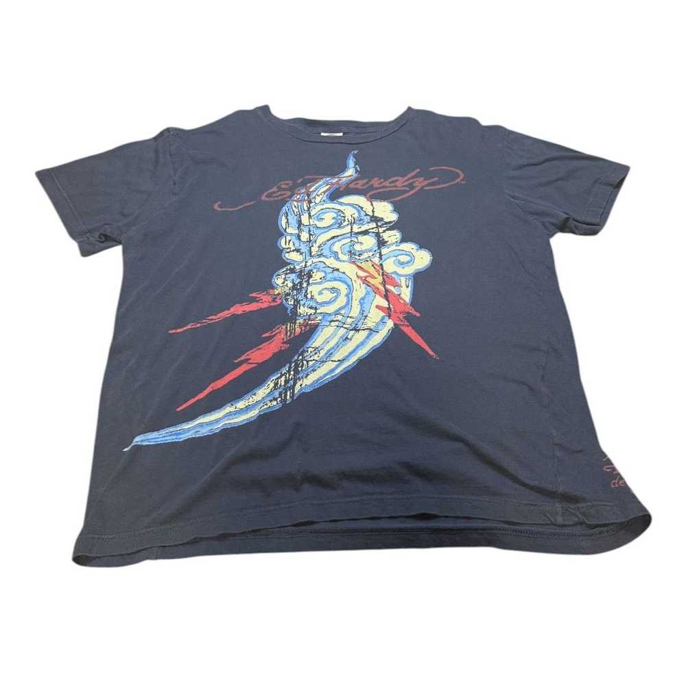 Ed Hardy Y2k grunge gray Ed Hardy graphic tee siz… - image 1