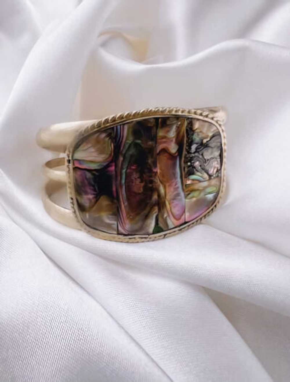 abalone silver cuff - image 2