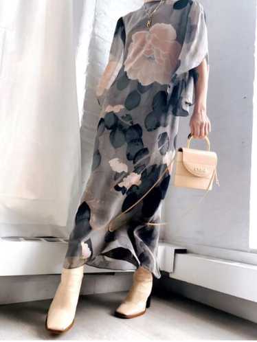 silk chiffon Hanae Mori blossom dress