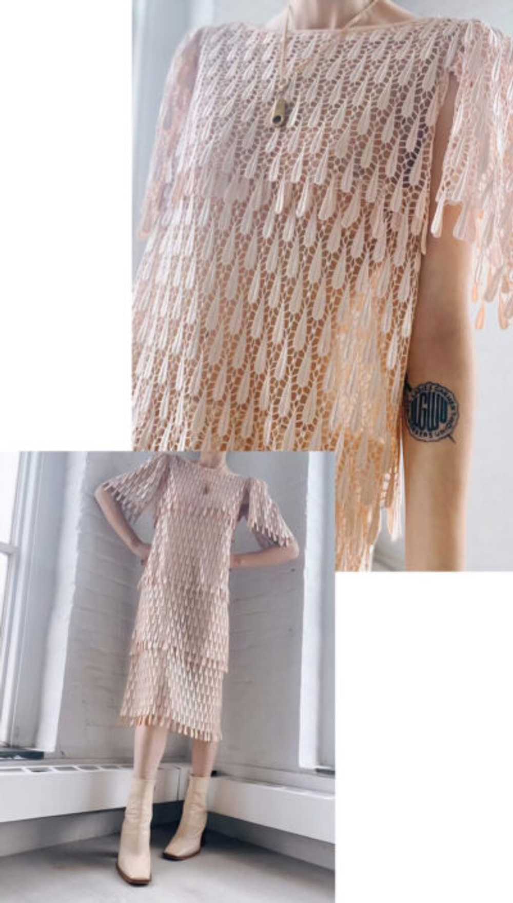 powder pink sheer scallop lace dress - image 2