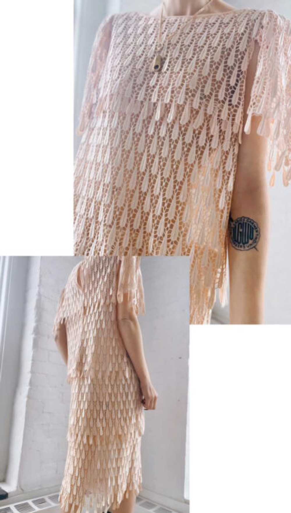 powder pink sheer scallop lace dress - image 3