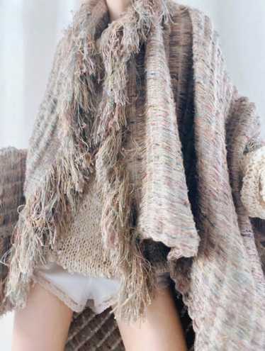 artisan knit jumbo metallic fringe scarf