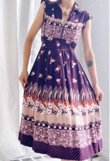 70s Aubergine flora dress