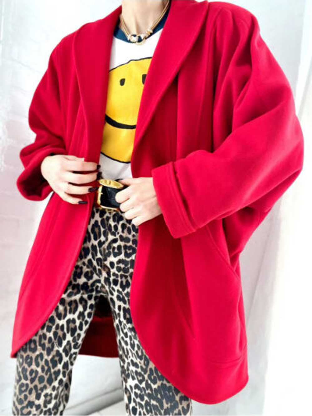 rouge wool cocoon coat - image 2