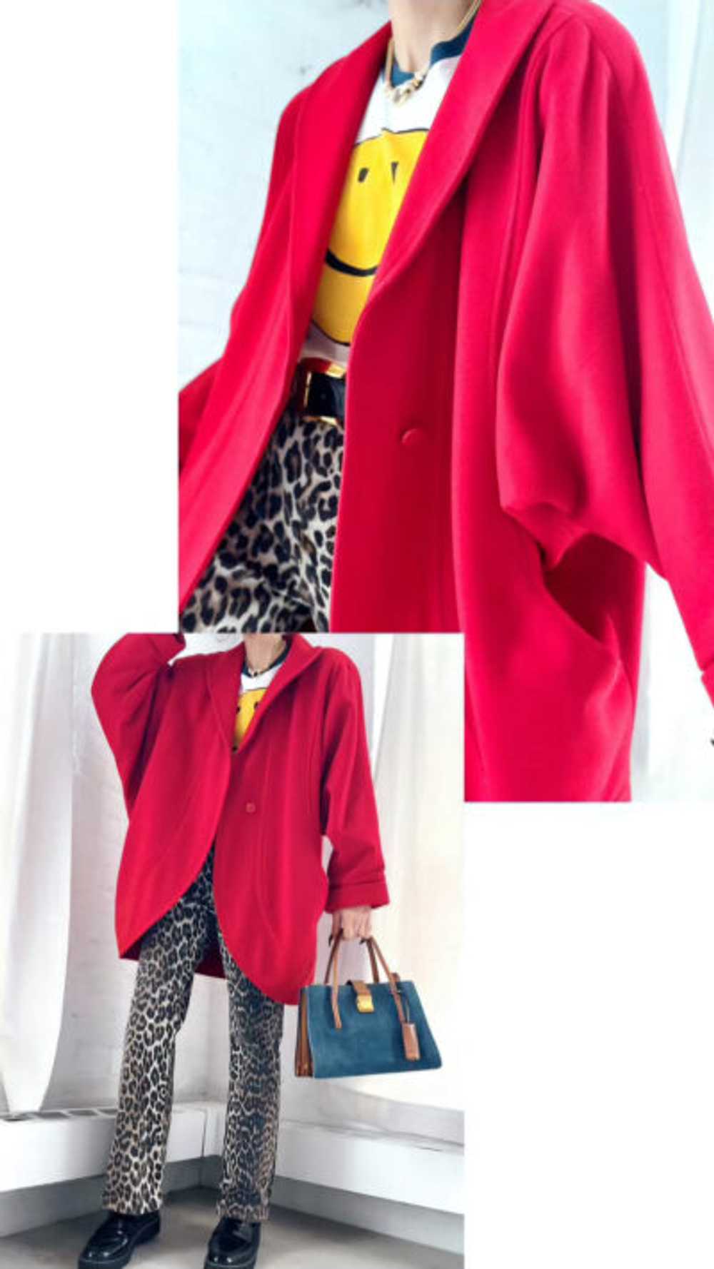 rouge wool cocoon coat - image 3